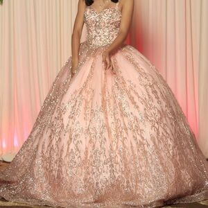 Elegant Pink and Gold Ball Gown
